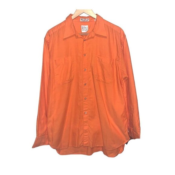 Saks Fifth Avenue Other - Saks Fifth Avenue Orange Button Up Long Sleeved Imported Cotton Shirt Large